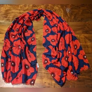 2 Chic - Floral Poppy Scarf | Red & Blue | 28.5x38